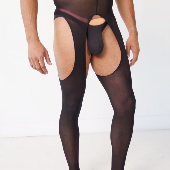 Black Mesh Bodysuit Sock One Size Fits All - Picture 2 of 4